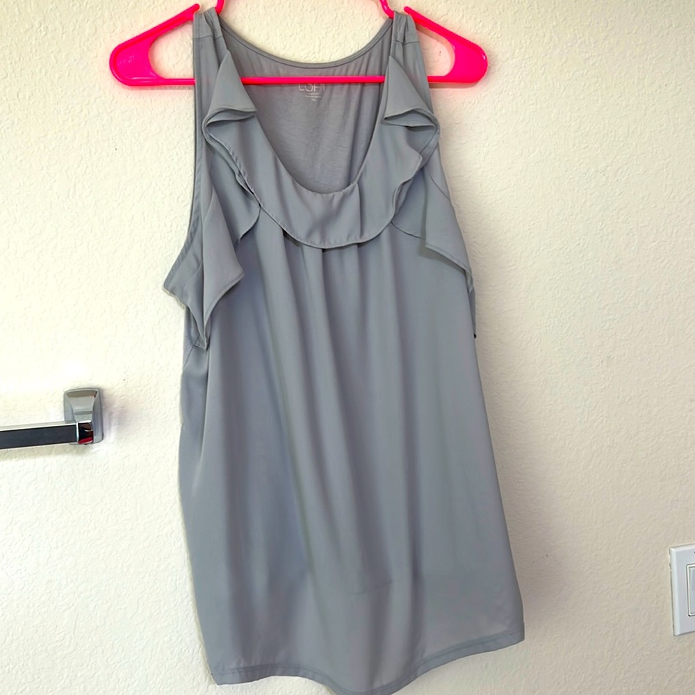 Grey Loft Outlet mixed media ruffle blouse